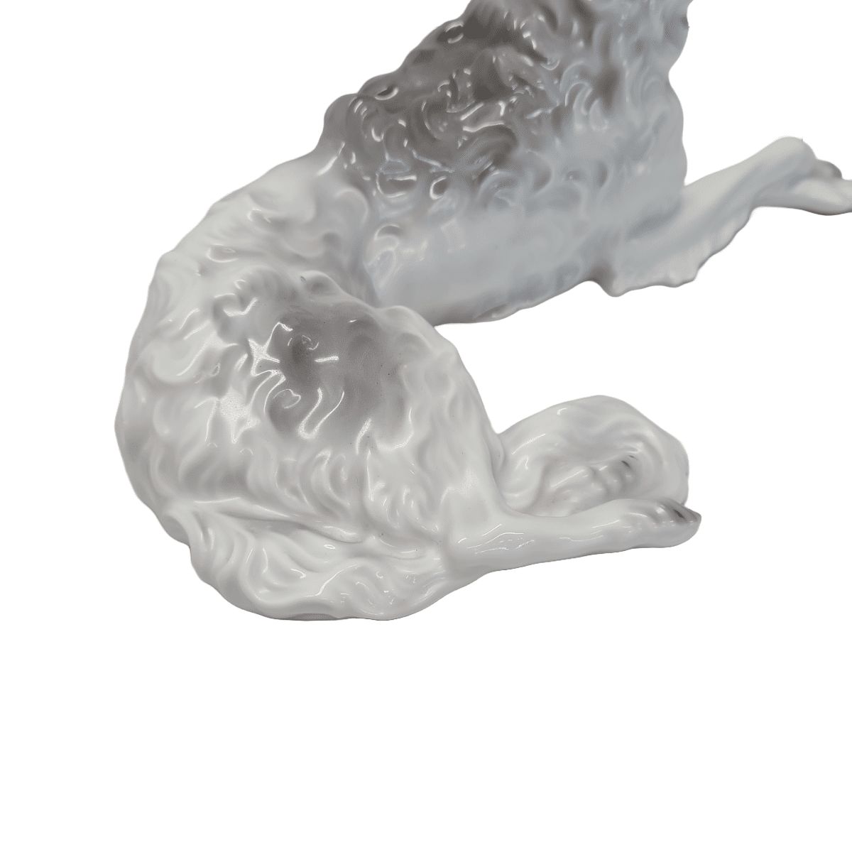Art Deco Porcelain Borzoi Statue Schlaggenwald, 1st Half 1900s photo vinterior