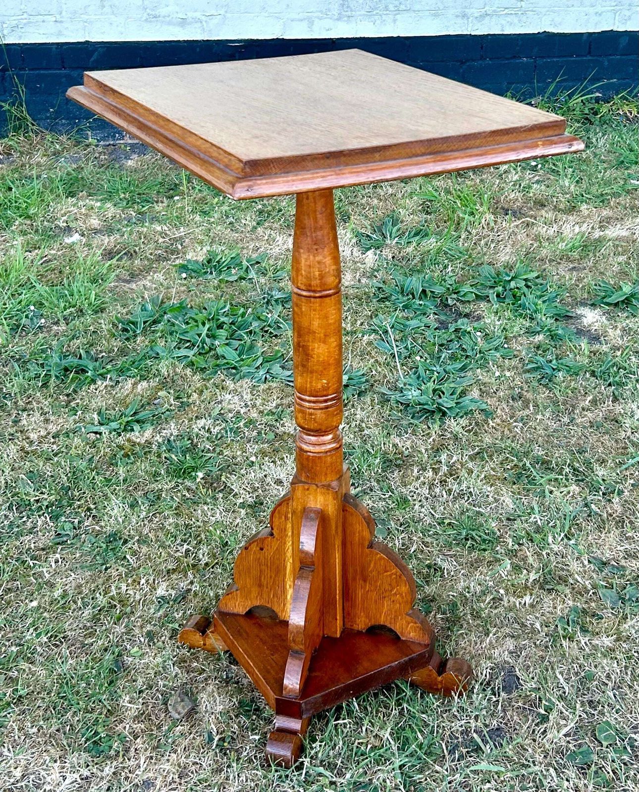 Victorian Oak Antique Side Table Vintage Wooden Arts And Crafts Hall Desk Church Industrial Occasional photo furniture