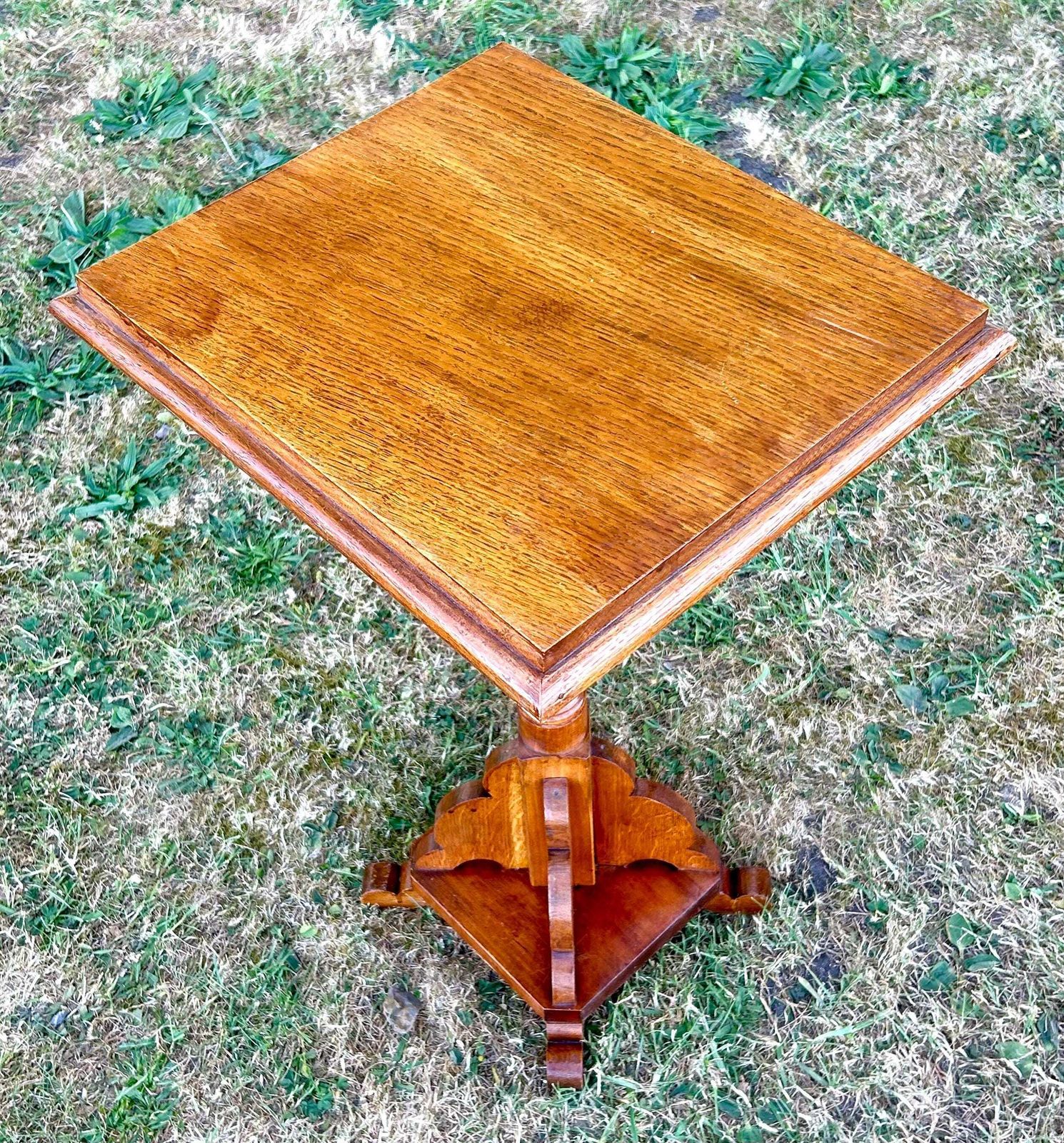 Victorian Oak Antique Side Table Vintage Wooden Arts And Crafts Hall Desk Church Industrial Occasional photo 200.0