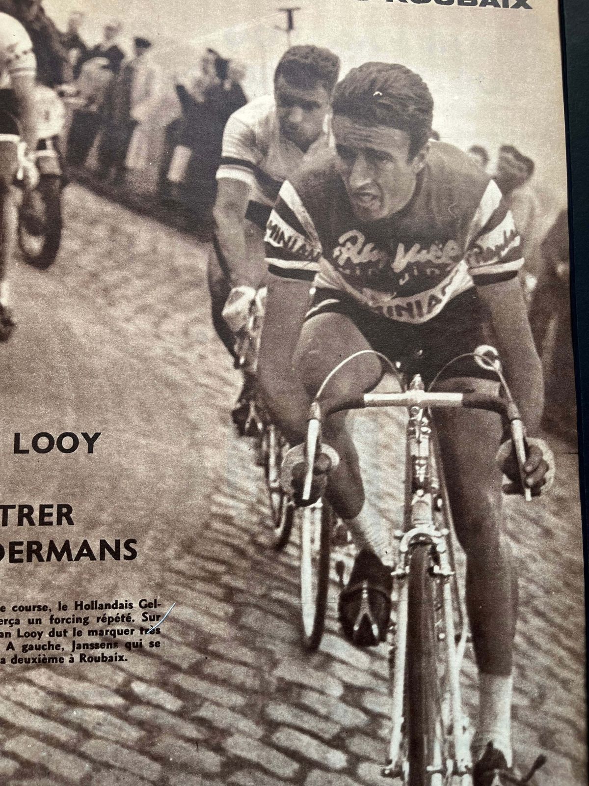 Paris Roubaix Vintage Cycling Print 1959 Rik Van Looy photo for sale