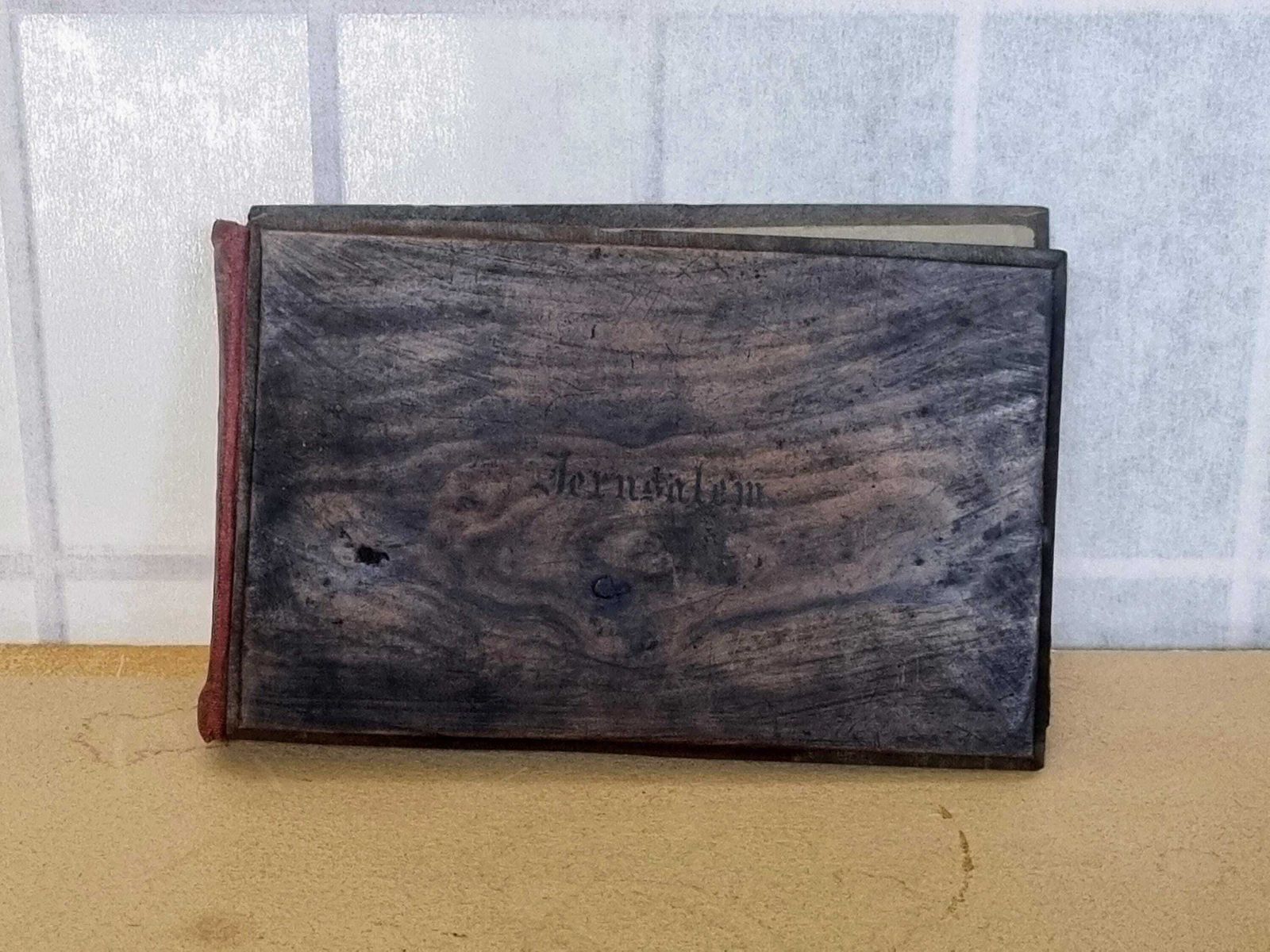 Holy Land Jerusalem Flowers Album With Romantic Inscription Dedication 1918, Olive Wood Souvenir Book | Historical Pressed Flower Lithograph