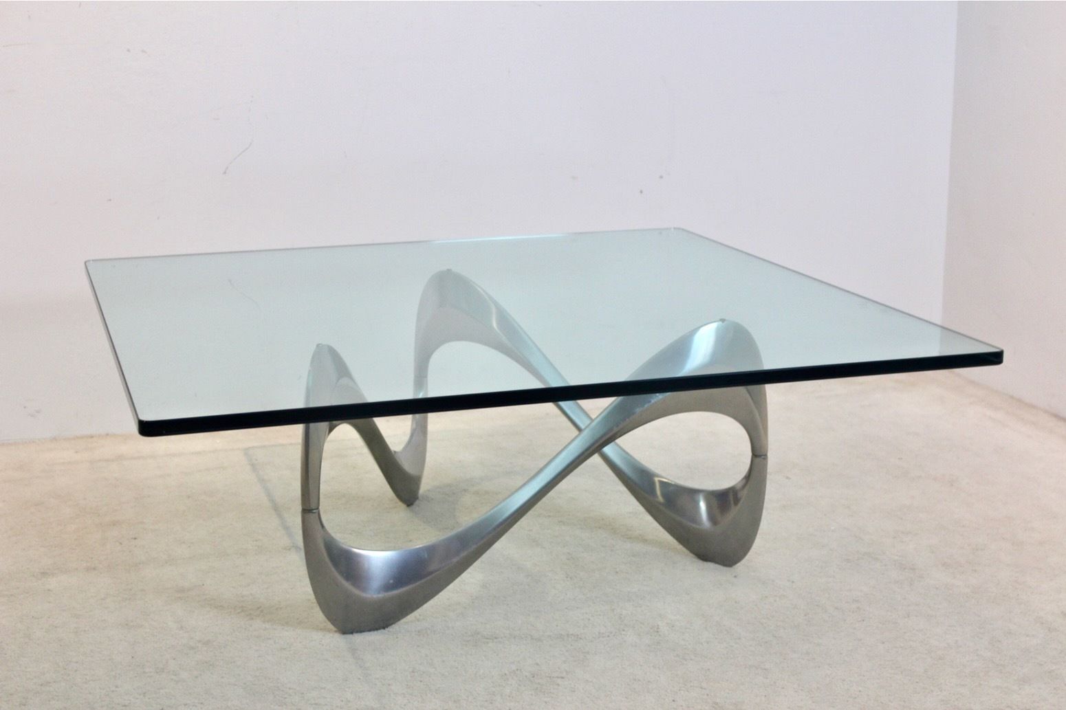 photo furniture Knut Hesterberg ‘Snake’ Coffee Table, Cast Aluminum & Glass, 1960s