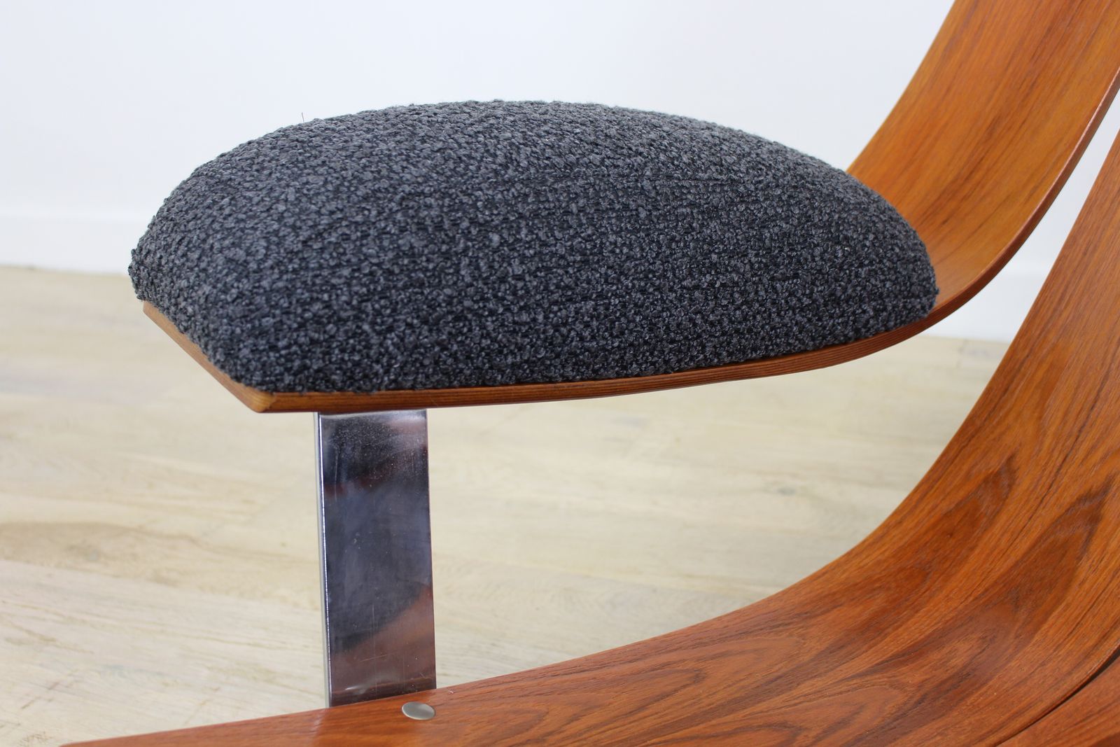 G Plan Teak Housemaster Chair Newly Upholstered In Boucle photo vinterior