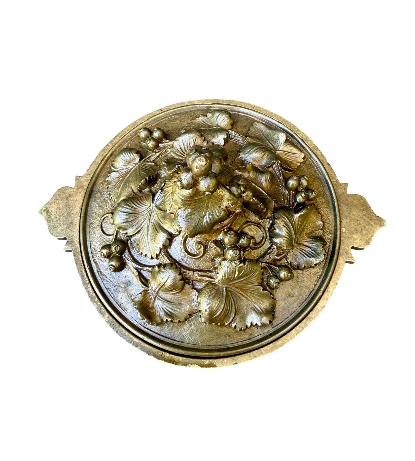 Antique French Neo Classical Bronze Cassolette Covered Dish, Fruit & Flower Motif photo for sale