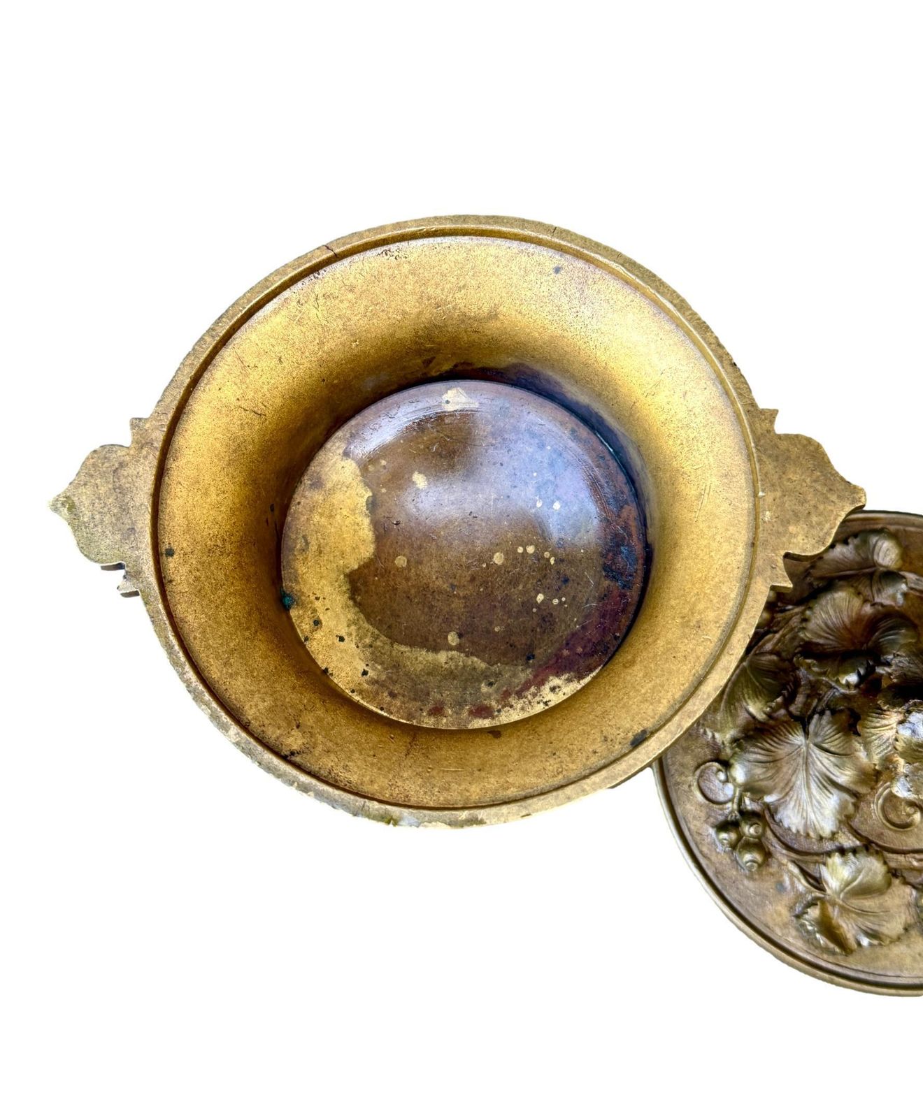 Antique French Neo Classical Bronze Cassolette Covered Dish, Fruit & Flower Motif photo 264.0
