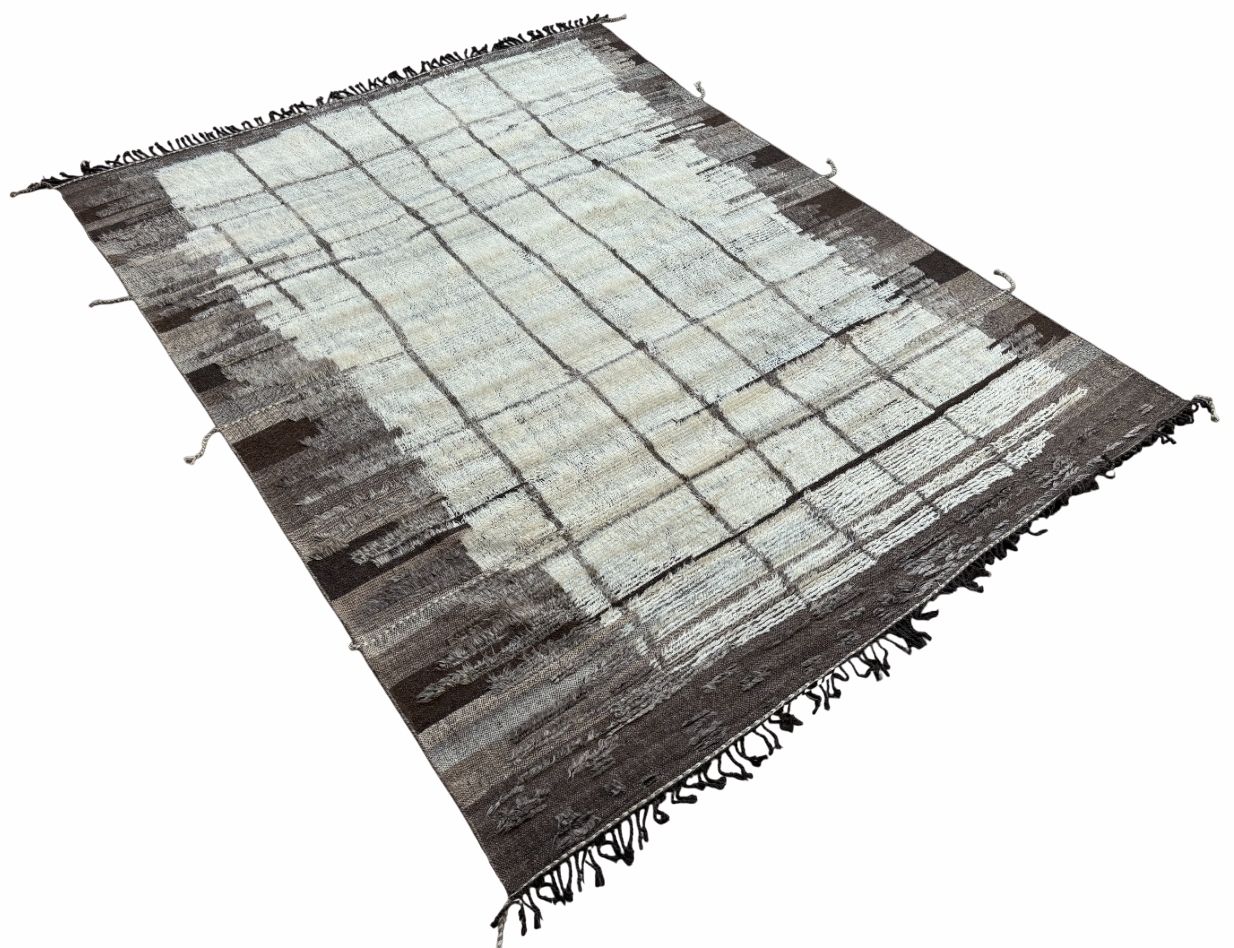 275x365 Cm Vintage Hand Knotted Moroccan Design Rug. 100% Wool. Handmade Beni Ourain Carpet photo furniture