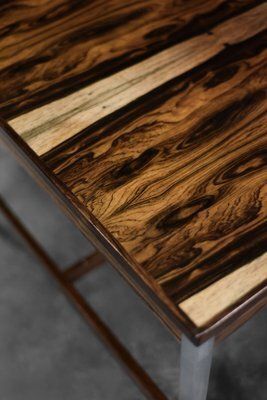 Mid Century Modern Swedish Square Rosewood And Aluminum Coffee Table From Hmb Möbler Rörvik, 1960s photo vintage