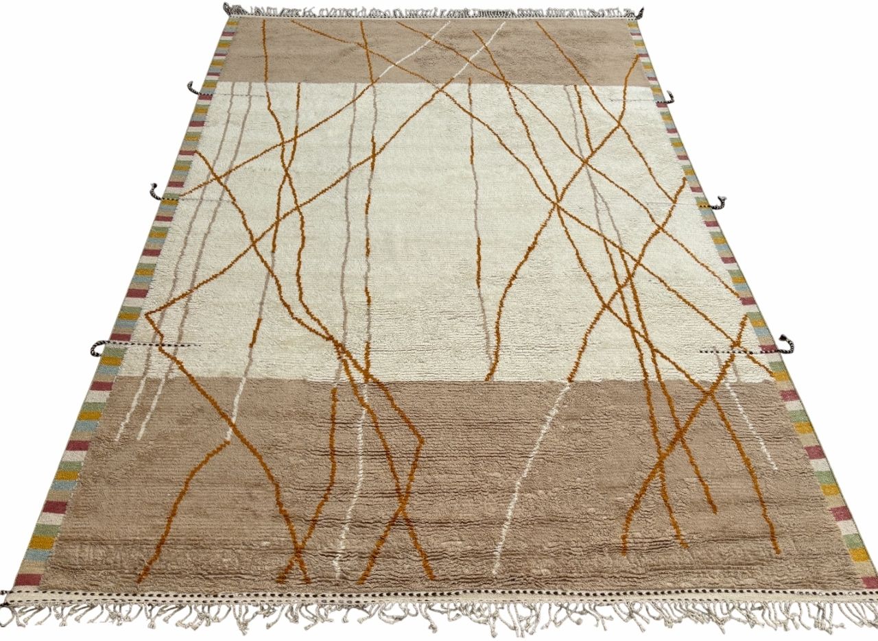 305x427 Cm Vintage Hand Knotted Moroccan Berber Style Large Area Rug. 100% Natural Wool photo for sale