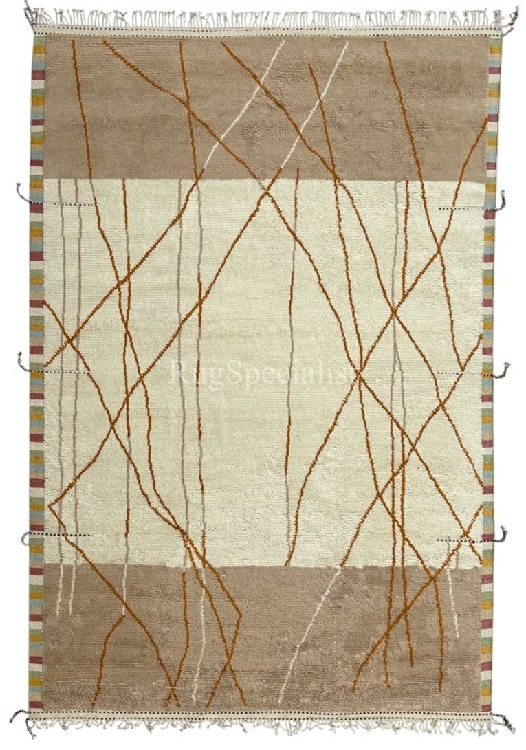 305x427 Cm Vintage Hand Knotted Moroccan Berber Style Large Area Rug. 100% Natural Wool