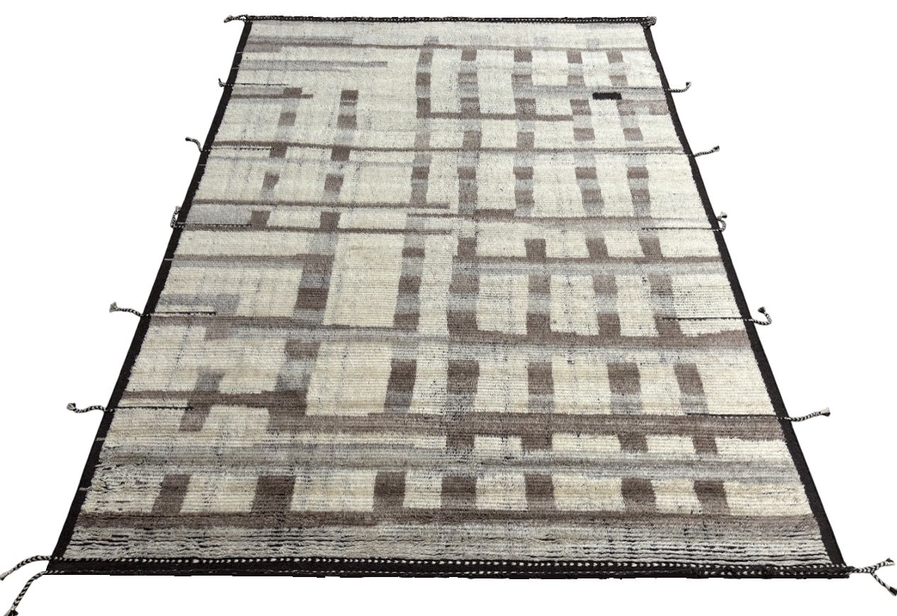 275x365 Cm Vintage Hand Knotted Moroccan Design Rug. Handmade Beni Ourain Carpet. 100% Natural Wool photo 1915.0