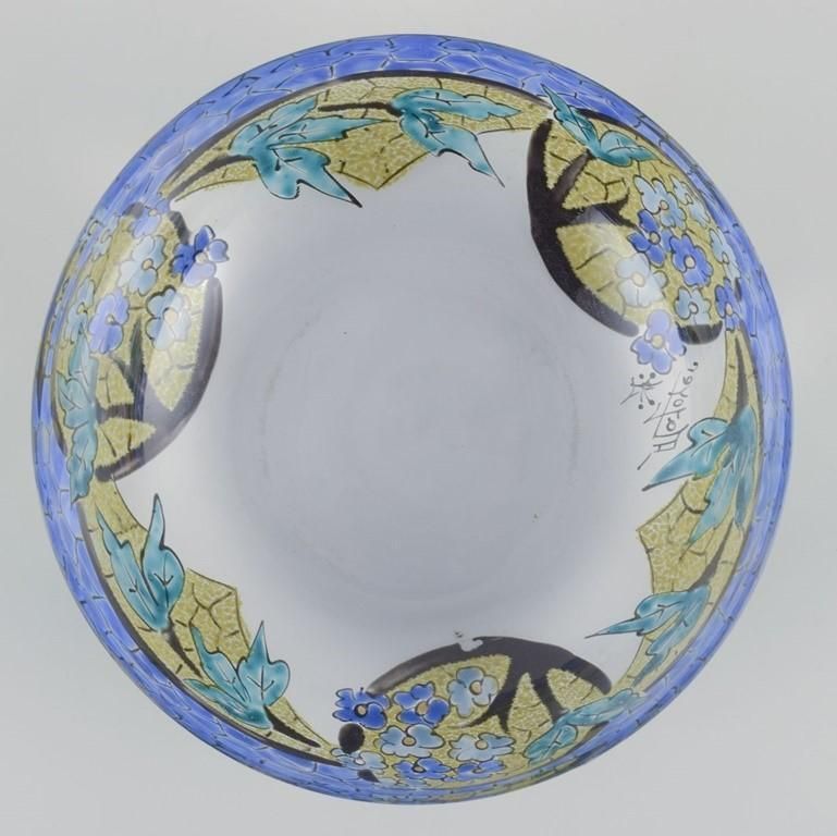 Adrien Mazoyer, French Glass Artist For Moulins, France. Art Deco Bowl photo vinterior