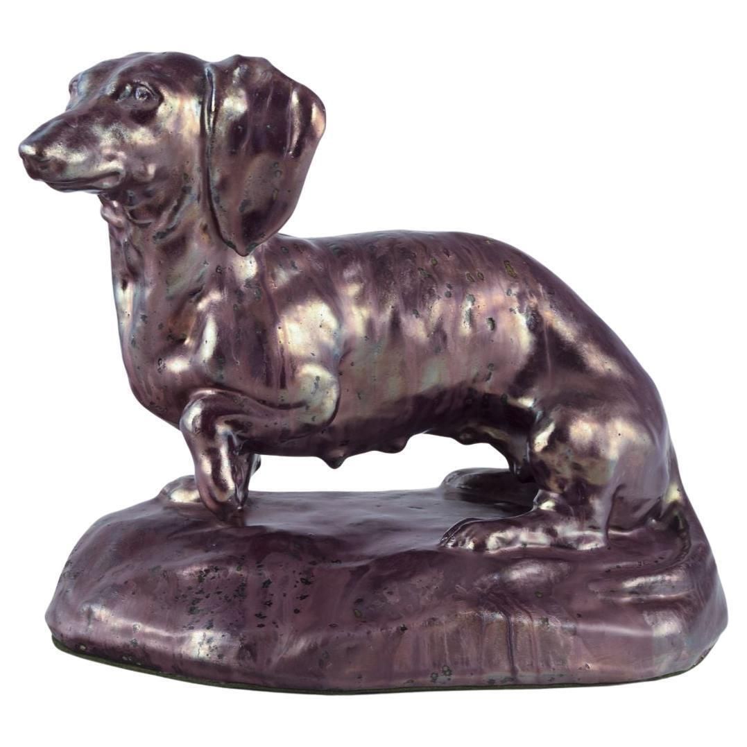 Søren Kongstrand (1872 1951), Danish Ceramicist. Large Sculpture Of A Dachshund.