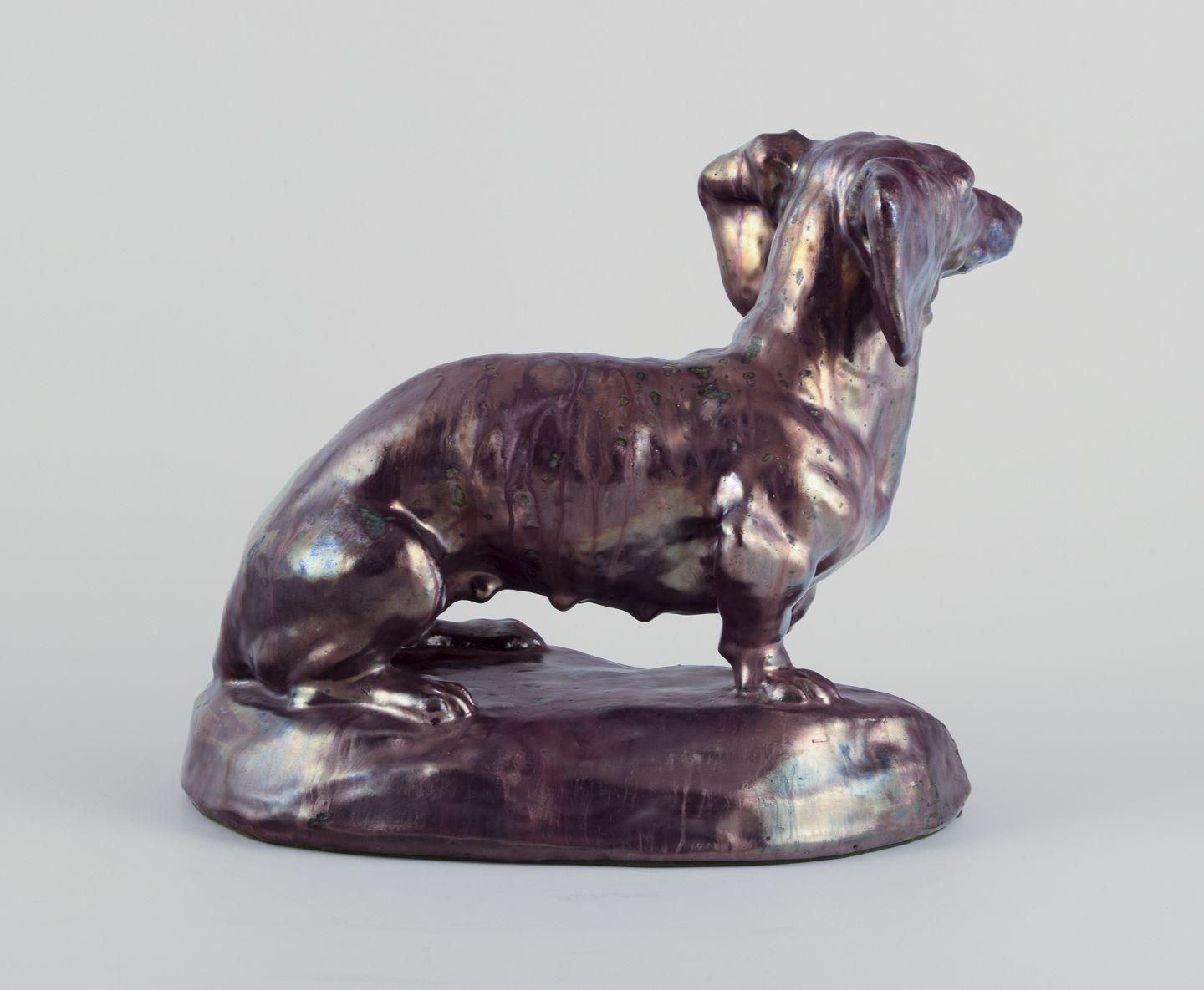 Søren Kongstrand (1872 1951), Danish Ceramicist. Large Sculpture Of A Dachshund. photo for sale