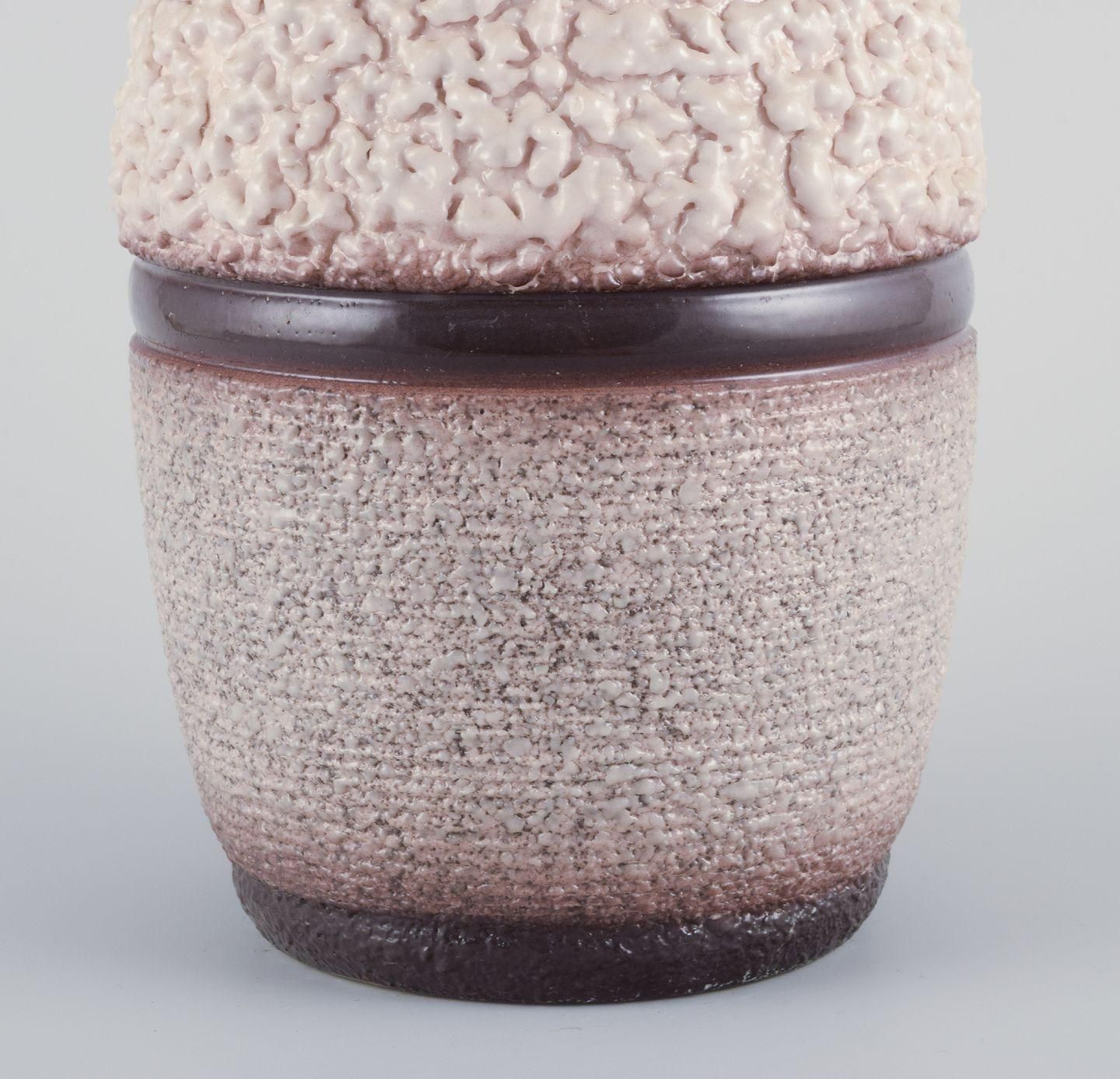 French Ceramicist. Ceramic Vase. Lava Glaze In Light And Brown Colours. photo Home Decor