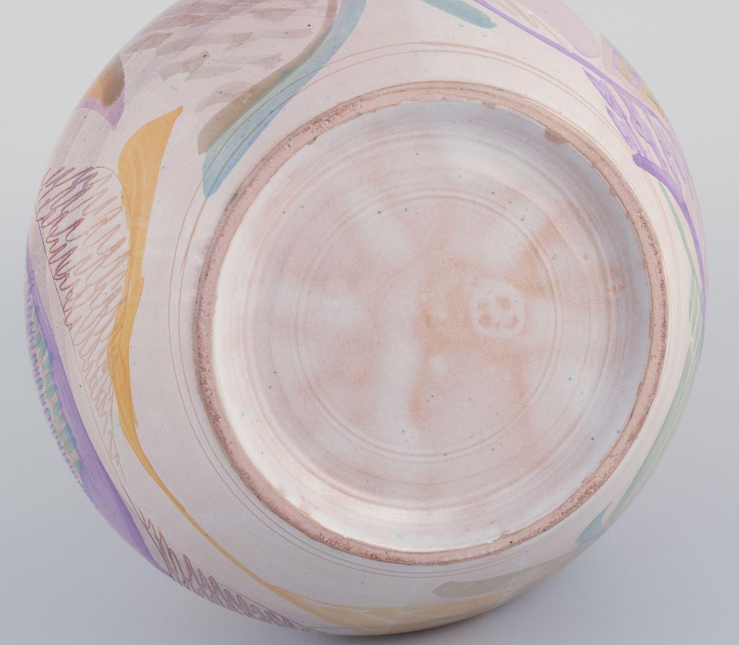 Monica Grandi, Italian Ceramicist. Unique Ceramic Vase With Abstract Motif photo vintage