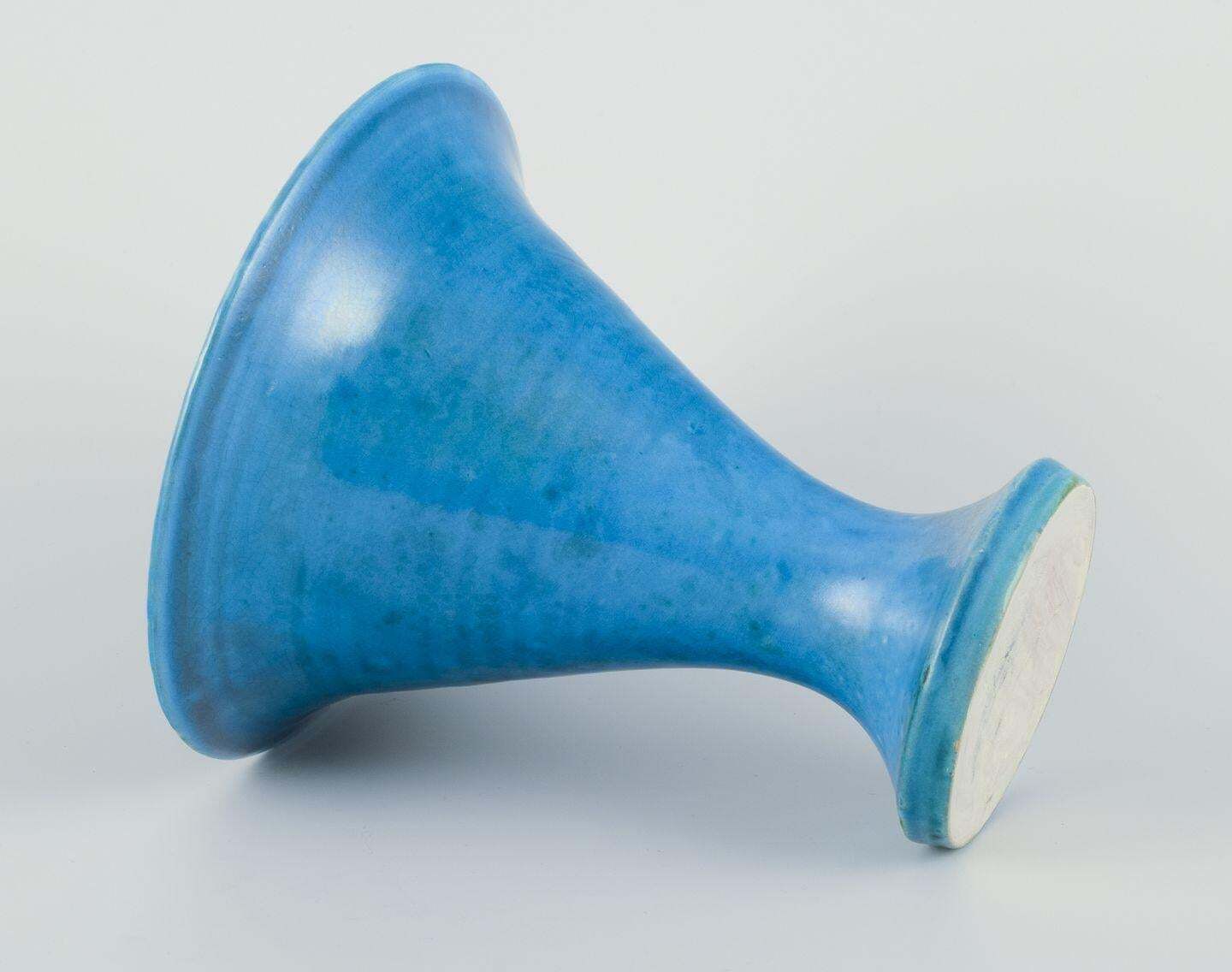 Kähler, Denmark. Trumpet Shaped Ceramic Vase, Turquoise Glaze. photo 361.0