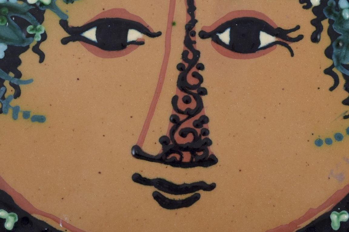 Bjørn Wiinblad. Colossal And Early Wall Plaque In Ceramic With A Female Face photo for sale