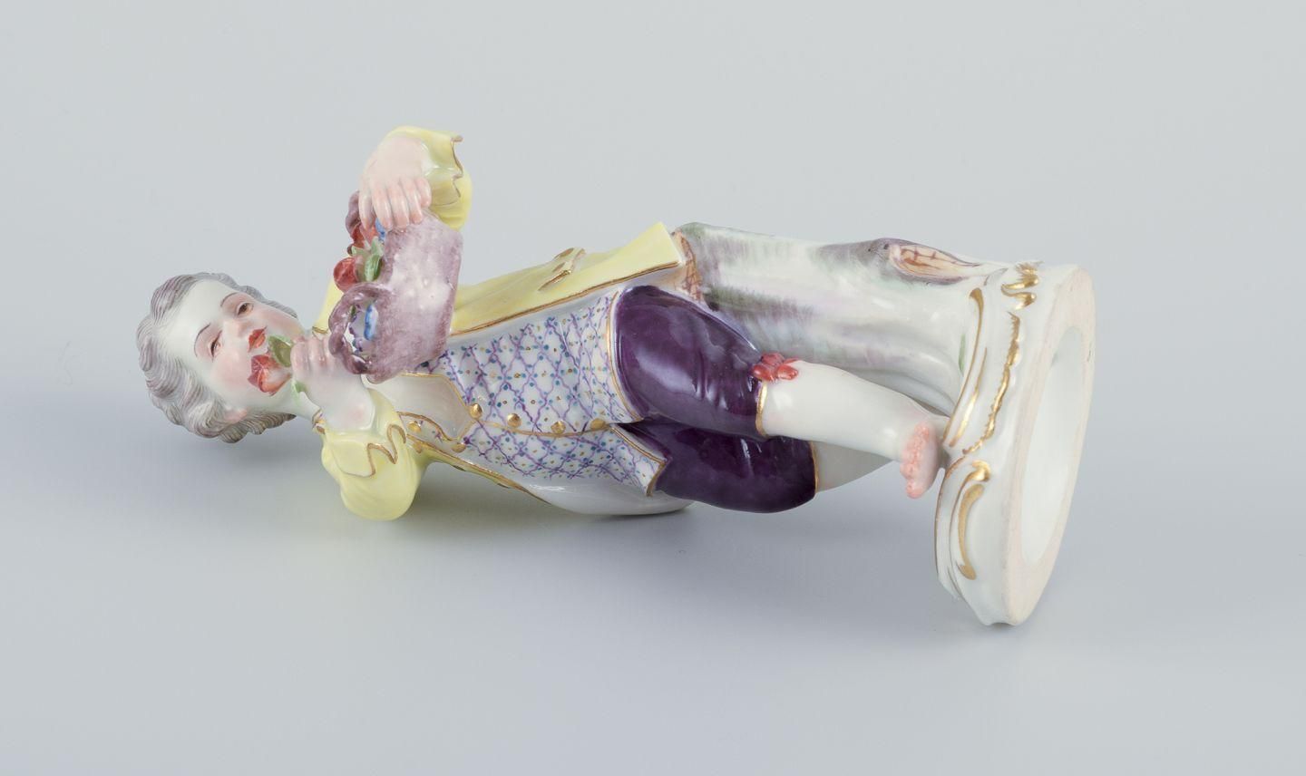 Meissen, Germany. Porcelain Figurine Of Boy With Basket Of Flowers. Ca 1900 photo buy