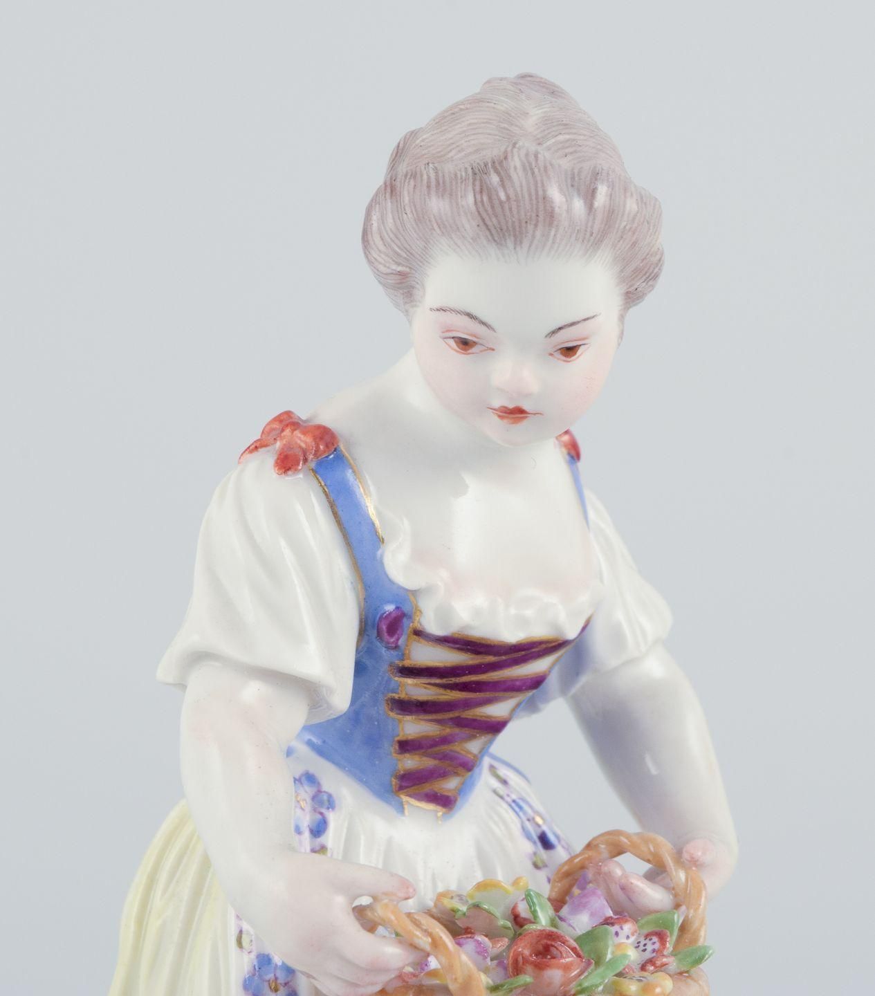 Meissen, Germany. Porcelain Figurine Of Girl With Basket. Ca 1900 photo furniture
