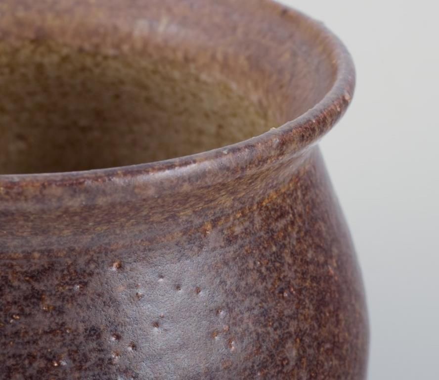 Margit Svenning, Danish Ceramist. Ceramic Vase With Glaze In Brown Tones. photo Home Decor