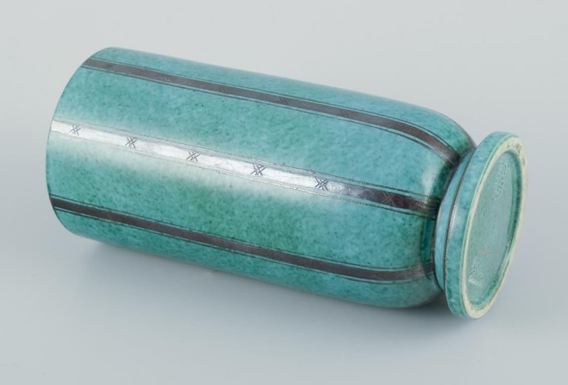 Wilhelm Kåge For Gustavsberg, Sweden. ‘Argenta’ Ceramic Vase. Art Deco Style. photo Home Decor
