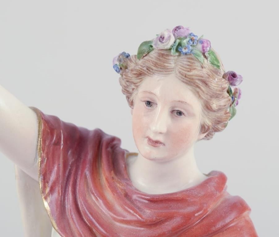 Meissen, Germany. Porcelain Figure Of Flora With Flower Wreath In Hair. photo for sale