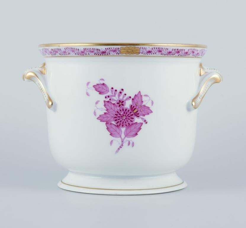Herend, Hungary. "Apponyi" Flowerpot With Purple Floral Motifs. photo furniture