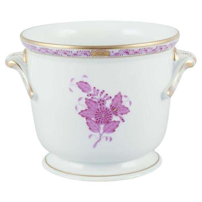 Herend, Hungary. "Apponyi" Flowerpot With Purple Floral Motifs.