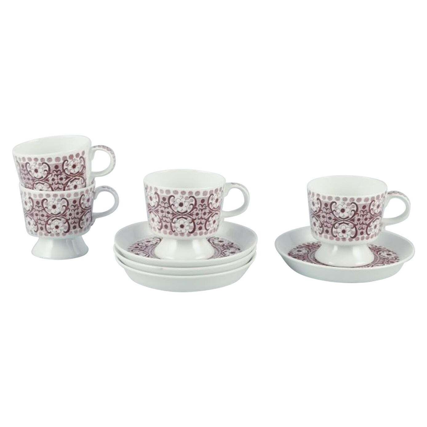 Raija Uosikkinen For Arabia, Finland. Set Of Four ‘Ali’ Coffee Cups And Saucers