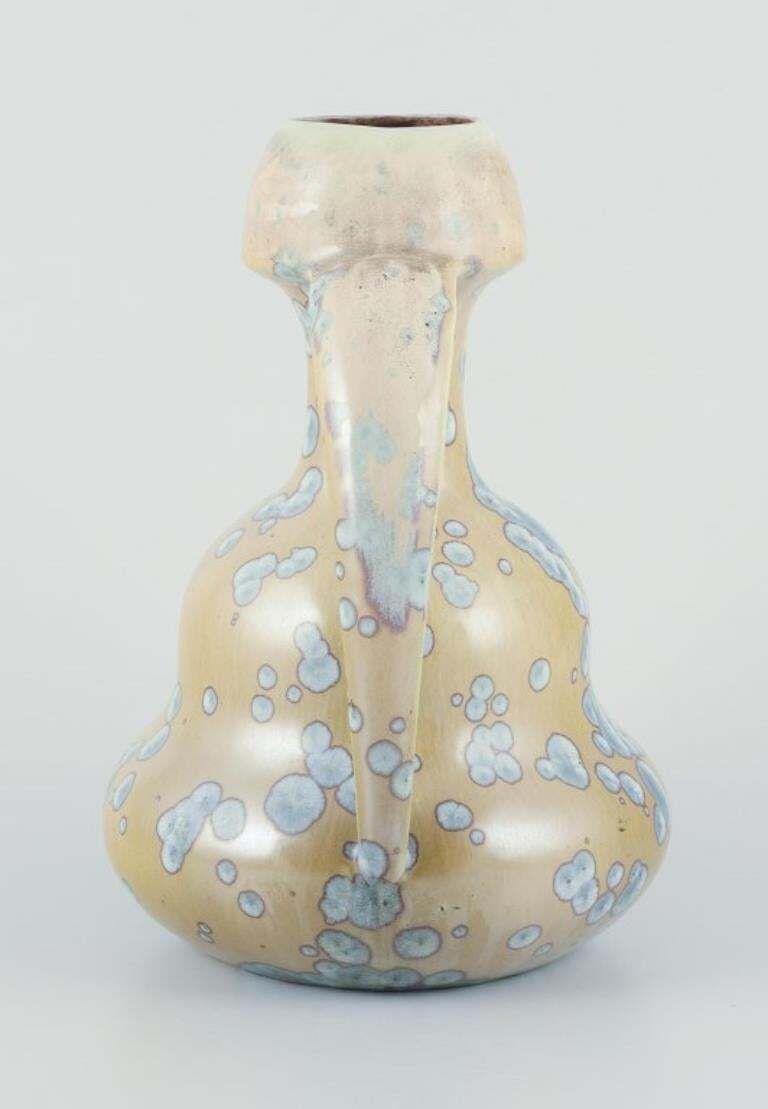 Desvres Fourmaintraux Delassus, France. Art Nouveau Ceramic Vase With Handles. photo 482.0