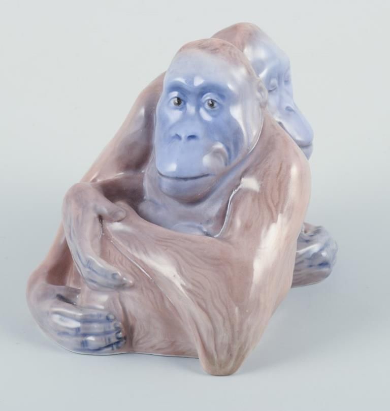Knud Kyhn For Royal Copenhagen. Rare Porcelain Figurine Of Two Orangutans. photo furniture