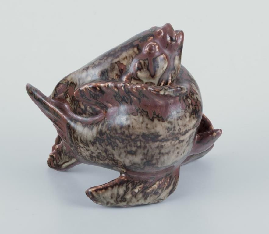 Hugo Liisberg For Saxbo, Denmark. Ceramic Sculpture Of Two Fish. Sung Glaze. photo furniture