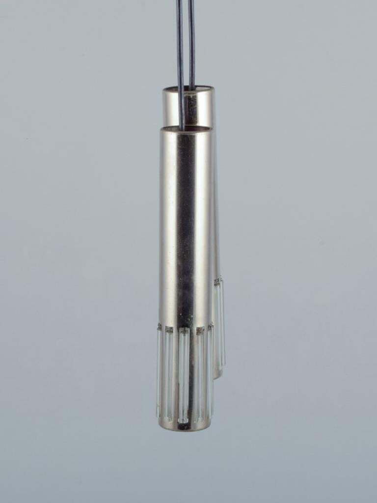 Schmahl & Schulz. Pair Of Ceiling Pendants In Stainless Steel And Acrylic Glass photo for sale