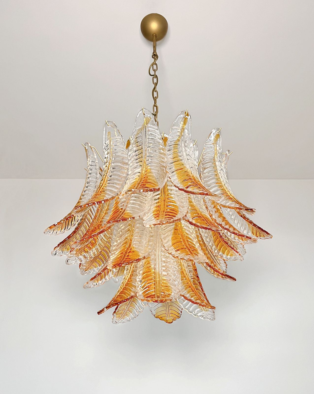 Italian Murano Six Tier  Felci Glass Chandelier   36 Amber Stain Glasses photo vinterior