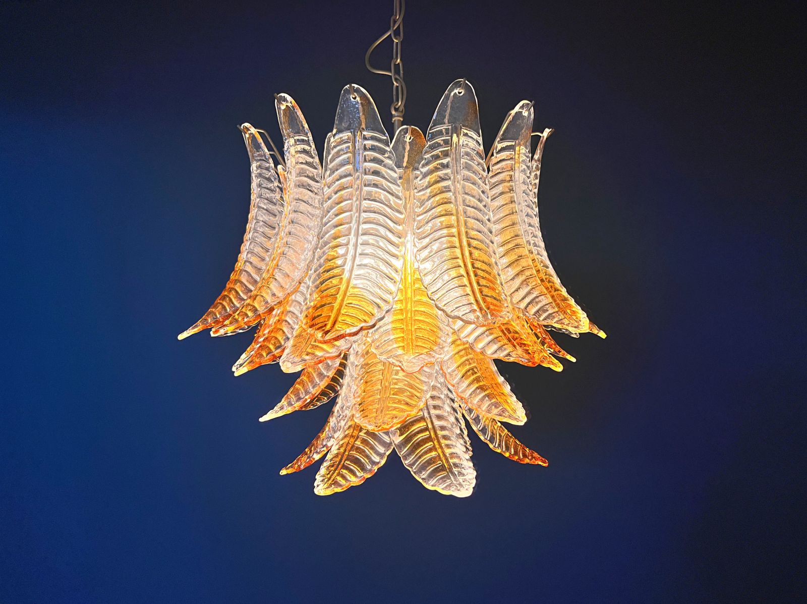 photo vinterior Italian Murano Six Tier  Felci Glass Chandelier   36 Amber Stain Glasses