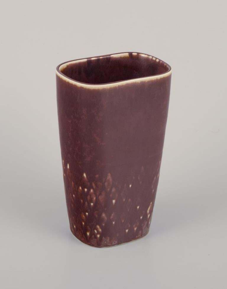 Carl Harry Stålhane For Rörstrand. Ceramic Vase In Brown Tones. Modernist Design photo for sale