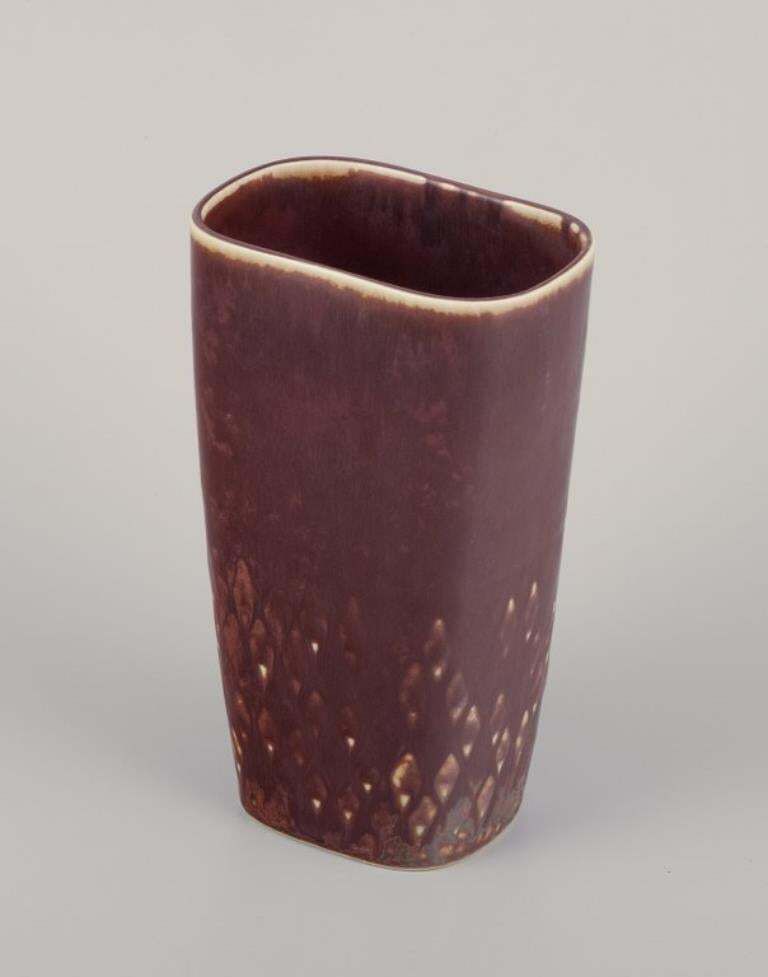Carl Harry Stålhane For Rörstrand. Ceramic Vase In Brown Tones. Modernist Design photo Home Decor