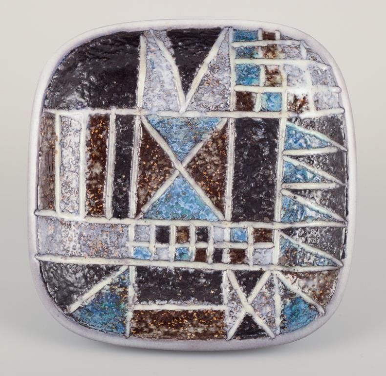 Ingrid Atterberg For Upsala Ekeby, Sweden. Ceramic "Tri" Dish. Geometric Pattern photo 241.0