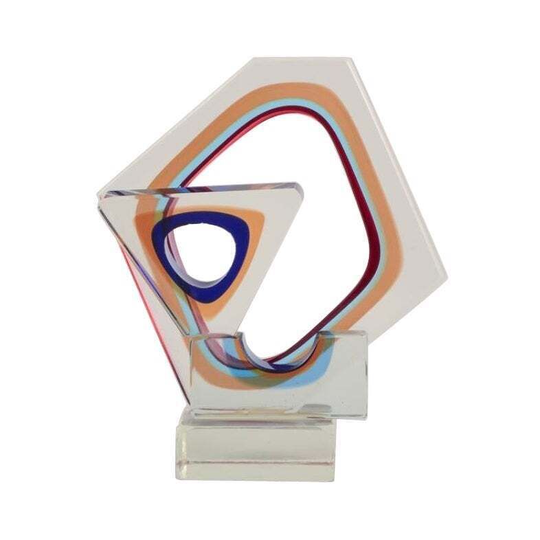 Tiozzo & Ferro For Murano. Cubist Sculpture In Art Glass. Dated 1970