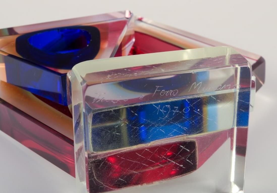 photo furniture Tiozzo & Ferro For Murano. Cubist Sculpture In Art Glass. Dated 1970