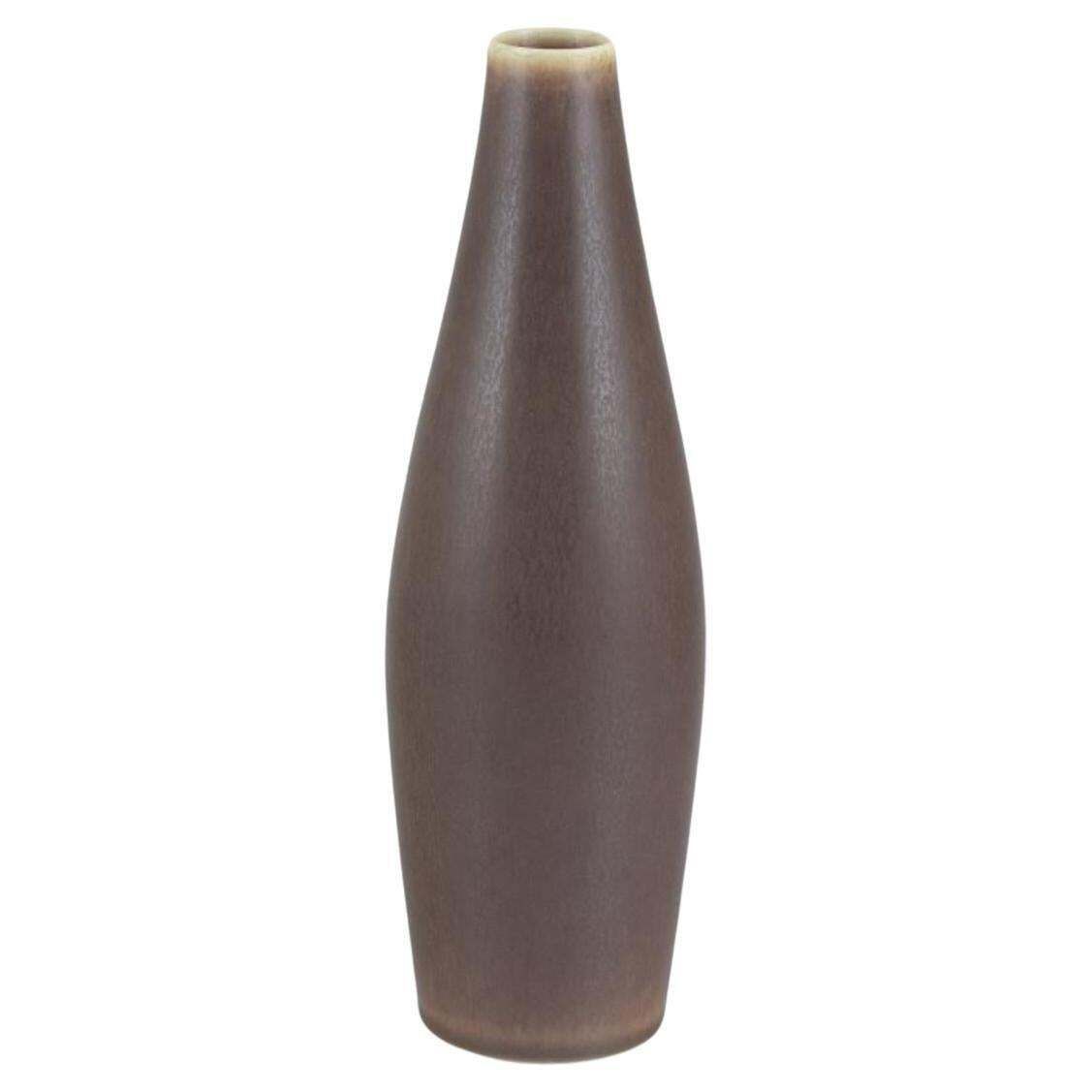 Per Linnemann Schmidt For Palshus. Large Ceramic Vase In Brown Hare Fur Glaze.