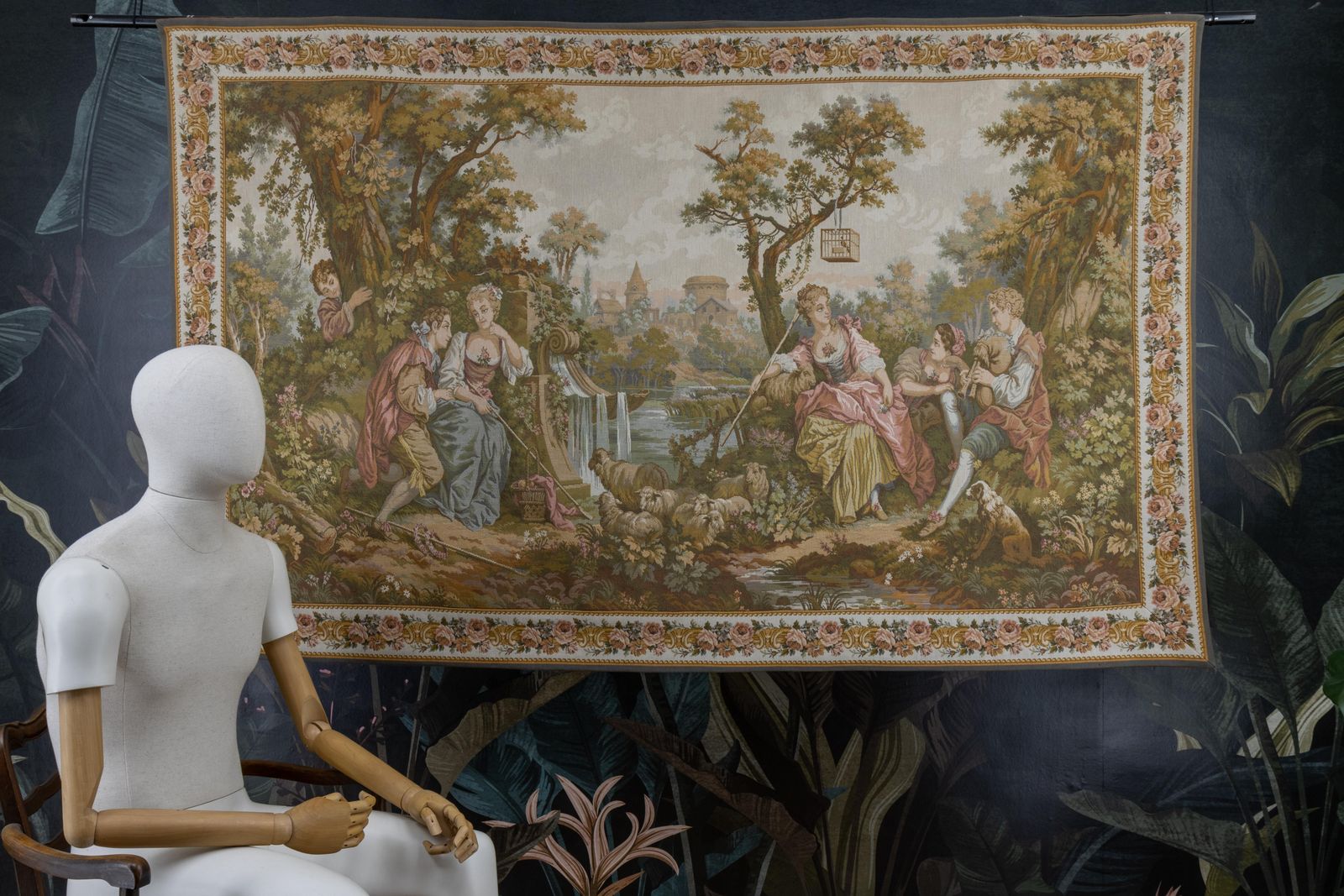 photo furniture French Vintage Tapestry Wall Hanging Gallant Scene