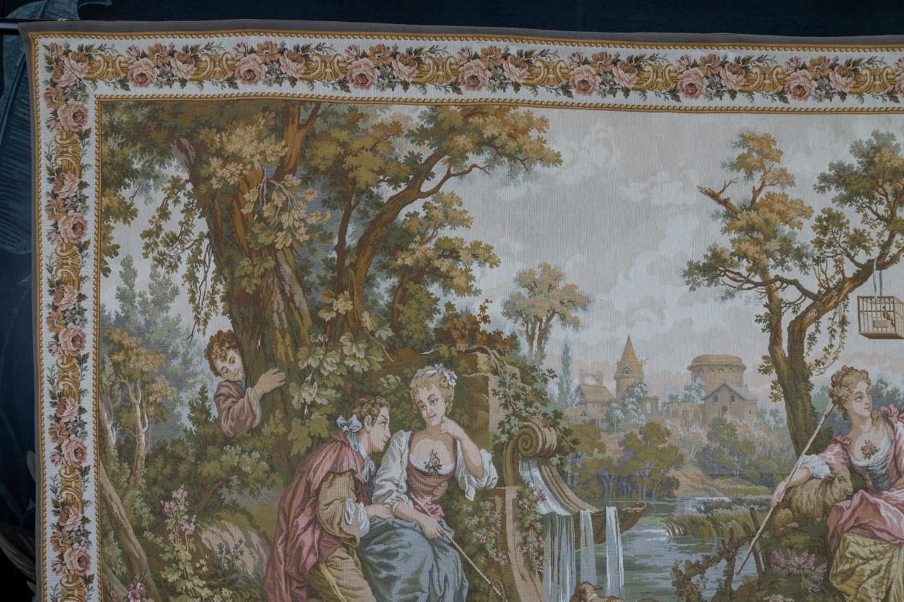 photo for sale French Vintage Tapestry Wall Hanging Gallant Scene