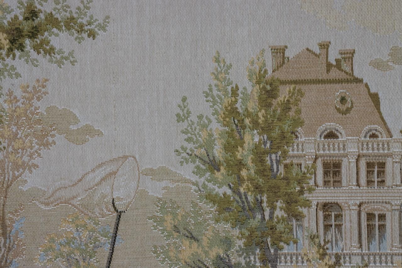 photo vinterior French Vintage Tapestry Gallant Scene By Jp Paris Panneaux Gobelins