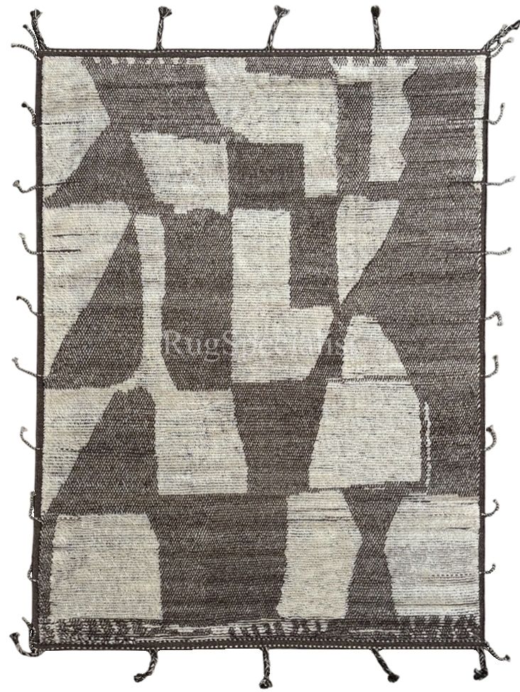 245x305 Cm Hand Knotted Moroccan Style Rug. Vintage Berber Carpet. 100% Natural Wool