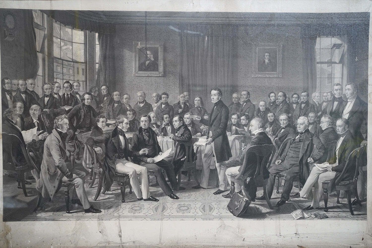 A Mid 19thc Engraving After John Rogers Herbert Ra (1810 1890); The Meeting Of The Council Of The Anti Corn Law League C.1847 photo Art