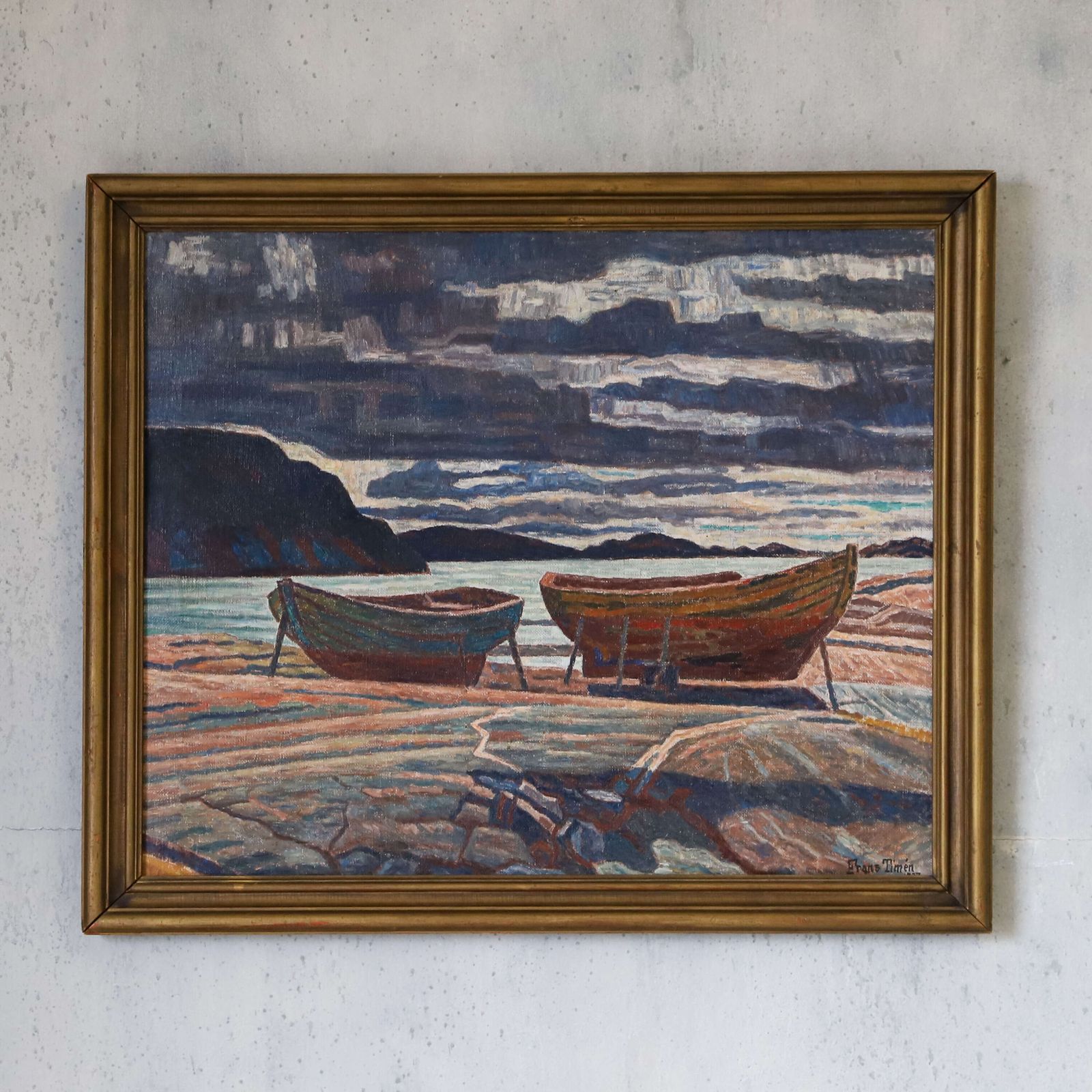 1937 Frans Timén Seascape – Mulnade Dag (Cloudy Day), A Bold Swedish Masterpiece photo furniture