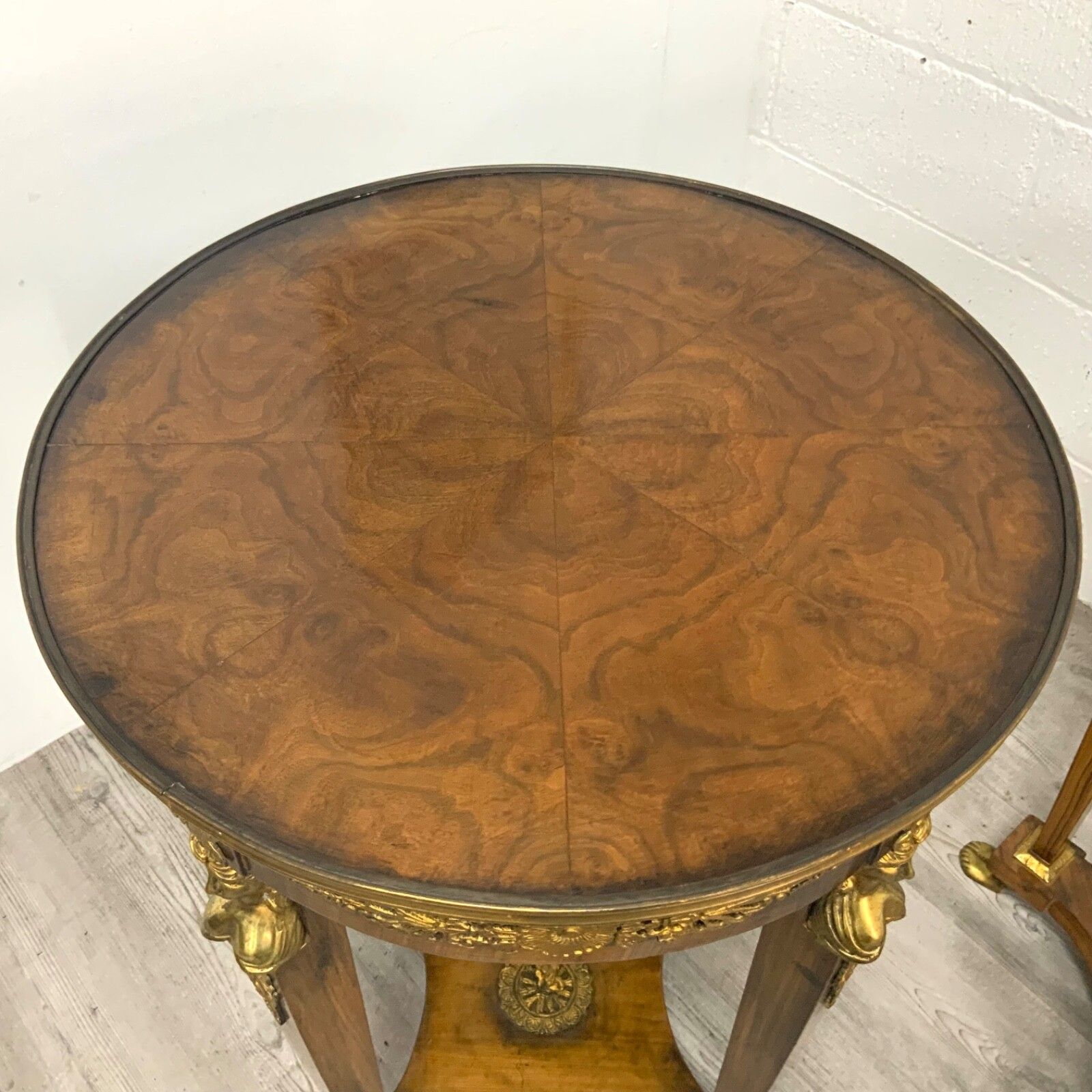 photo vinterior A Pair Of Louis XVI Style Gueridon Tables With Walnut Tops And Ormolu Decoration
