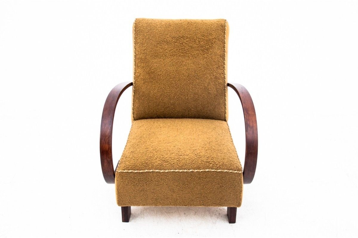 Yellow Boucle Armchairs By J. Halabala, Czechoslovakia, 1930s photo vintage