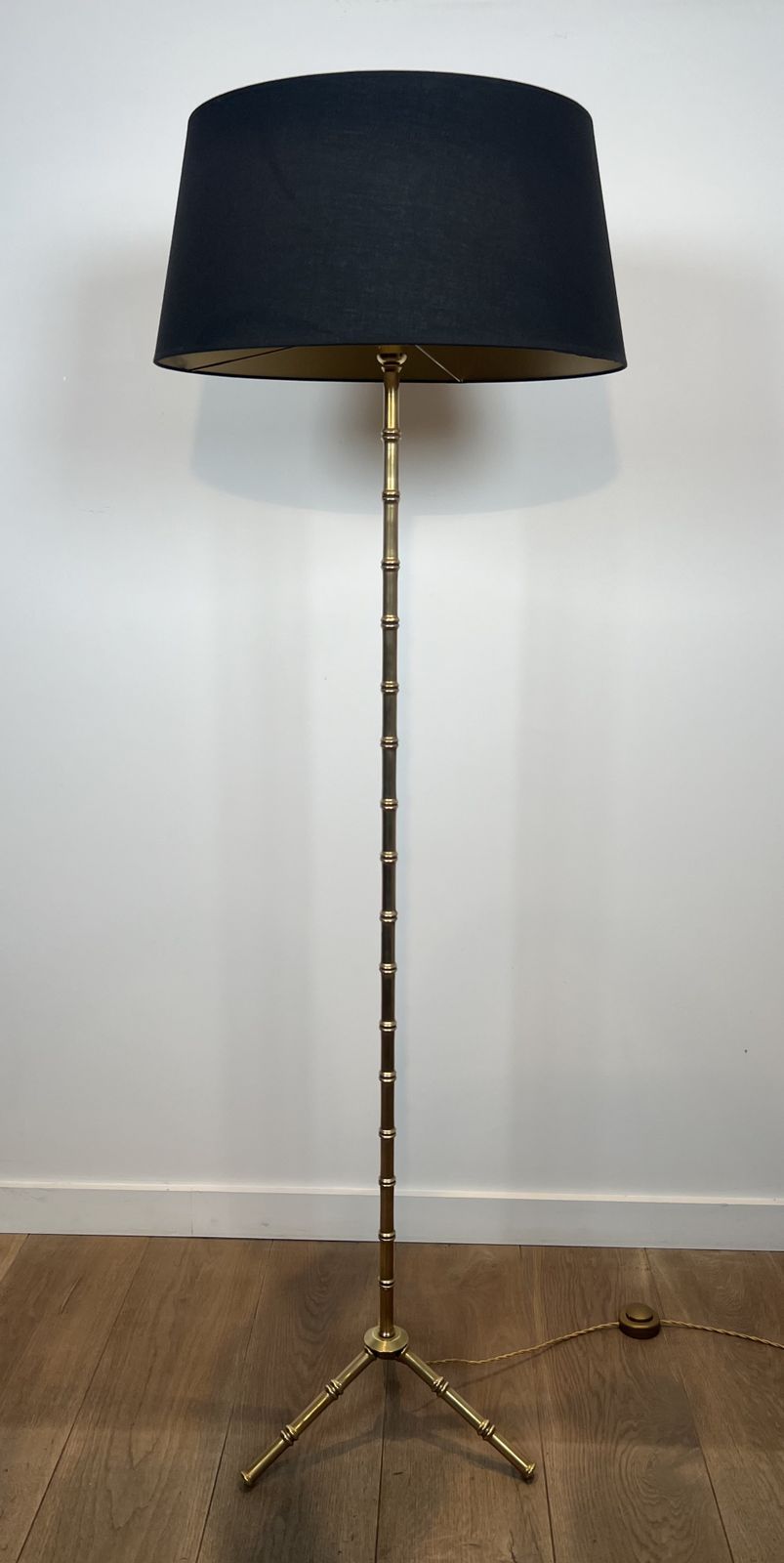 Pair Of Faux Bamboo Floor Lamps In Bronze And Brass By Jacques Adnet photo 5900.0